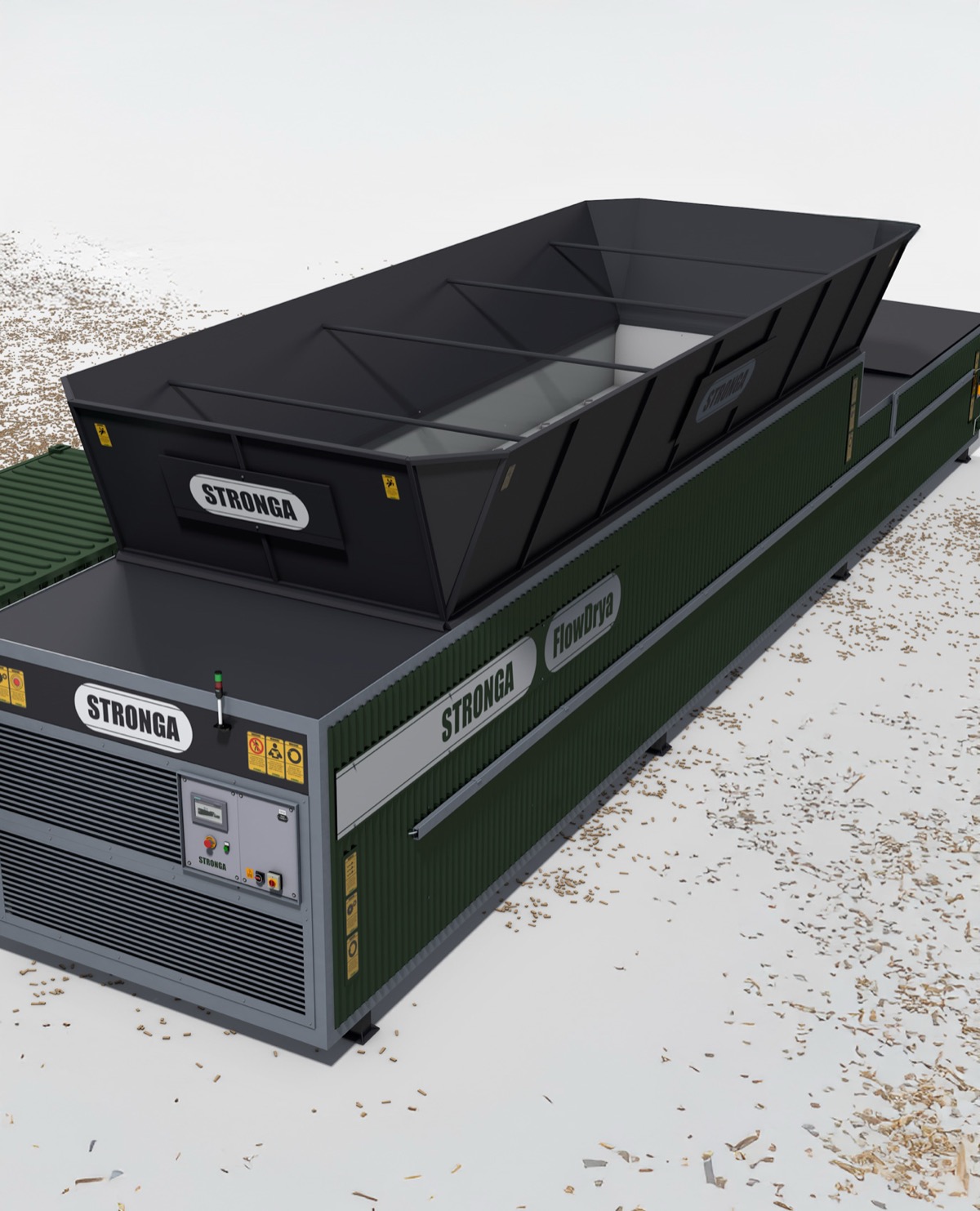 FlowDrya hopper 3D render overview