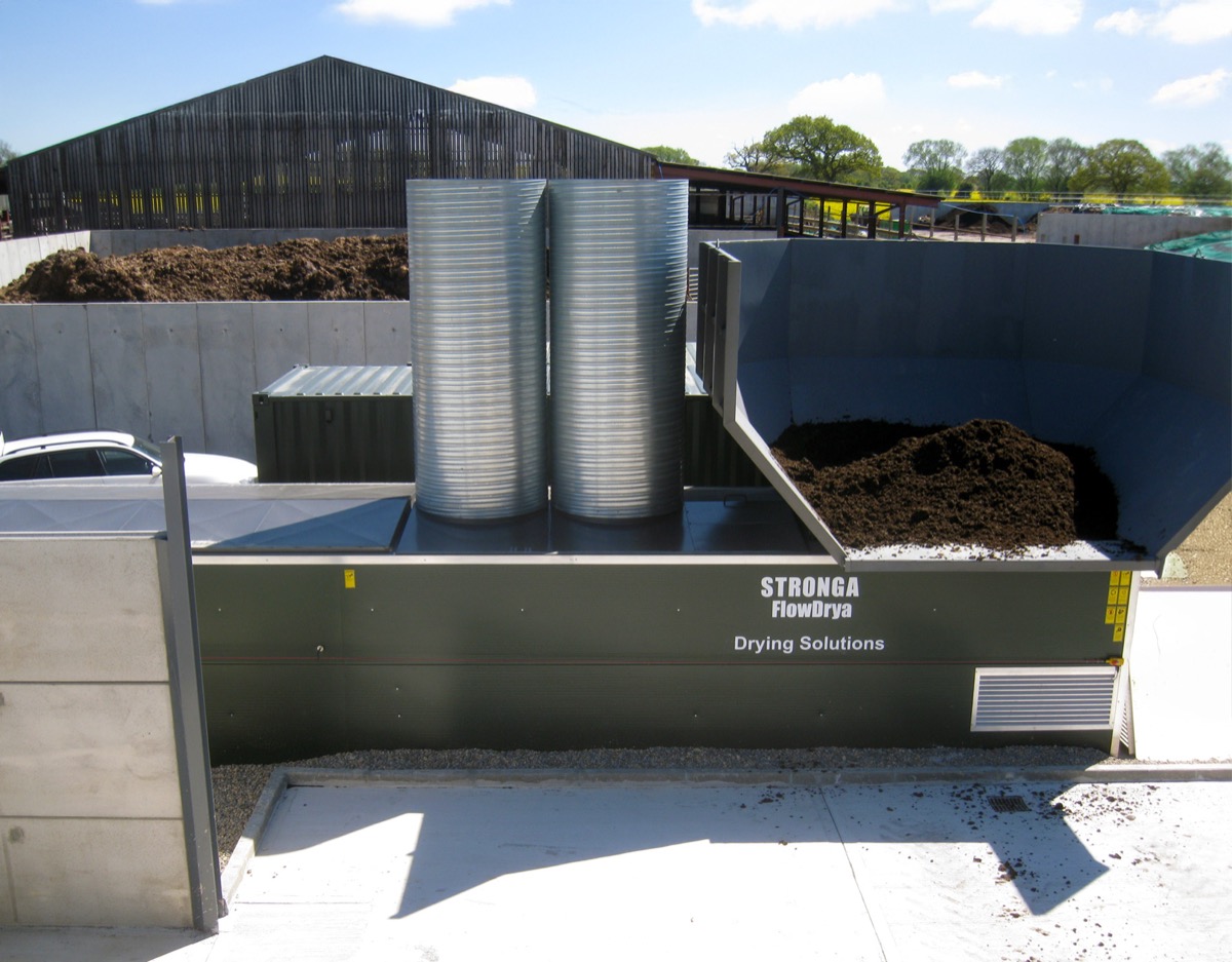 FlowDrya digestate fibre dryer aerial view at AD plant installation