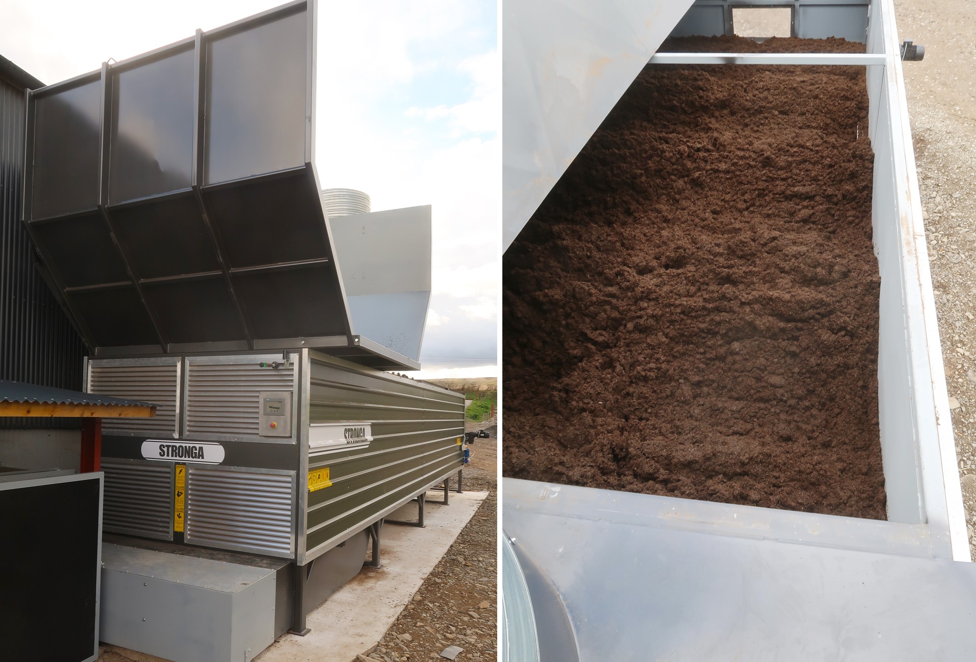 FlowDrya fitted with an end hopper and dry digestate conveyor